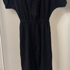 Z Supply Kahoot Black Slubbed Gauze Open Back Jumpsuit - Size S